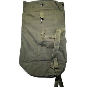Vintage US Military Olive Drab Canvas Duffle Sea Bag Backpack Large 36x22